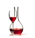 Glass of red wine and Decanter isolated on white background Royalty Free Stock Photo