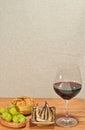 Glass of red wine and food pairings at a wine tasting event