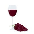A glass of red wine with grapes. Vector illustration isolated Royalty Free Stock Photo