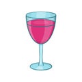 Glass of red wine icon, cartoon style Royalty Free Stock Photo