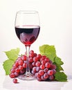 Glass of Red Wine Next to Bunch of Grapes Royalty Free Stock Photo