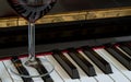 Glass of red wine on piano keyboard. Music and wine concept Royalty Free Stock Photo