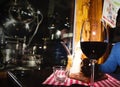 Glass with red wine, restaurant Royalty Free Stock Photo