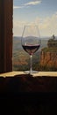 Captivating Chiaroscuro A Glass Of Wine With Scenic Cliff Painting