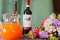 Glass with red wine on the table Royalty Free Stock Photo