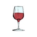 A glass of red wine Vintage Hand Drawn Sketch Vector illustration. Royalty Free Stock Photo