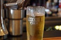 A pint of cold Beck`s beer. Royalty Free Stock Photo