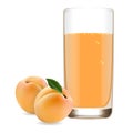 Glass of refreshing delicious juice from ripe apricots.