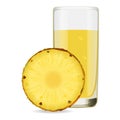 Glass of refreshing delicious juice from ripe pineapple. Royalty Free Stock Photo