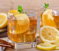 Glass of Refreshing Ice Tea With Lemon Slices Royalty Free Stock Photo