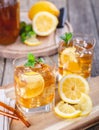 Glass of Refreshing Ice Tea With Lemon Slices Royalty Free Stock Photo