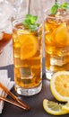 Glass of Refreshing Ice Tea With Lemon Slices Royalty Free Stock Photo