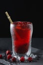 Glass of refreshing raspberry cocktail with ice crumb Royalty Free Stock Photo