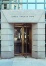 Glass revolving door in a city building