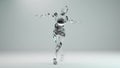 glass robot dancing, House dance, robotic figure having fun, mascot looping, cyborg monster