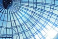 Glass roof with blue sky and sun Royalty Free Stock Photo