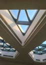 Glass roof ceiling vents of the building to maintain the intensity of the incoming light Royalty Free Stock Photo