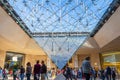 Glass roof inverted pyramid in Louvre museum