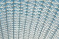 Glass roof of modern building, made triangular pieces, geometric shapes. Royalty Free Stock Photo