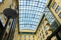 Glass roof in a modern building, roof in a shopping mall Royalty Free Stock Photo