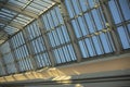 Glass roof in shopping mall. Details of interior in building. Light through glass. Dome in building Royalty Free Stock Photo