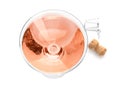 Glass of rose champagne and cork plug Royalty Free Stock Photo