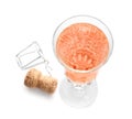 Glass of rose champagne and cork plug Royalty Free Stock Photo