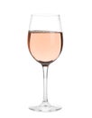 Glass of rose champagne on white background Royalty Free Stock Photo