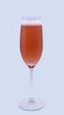 A glass of rose pink champagne with bubbles and foam Royalty Free Stock Photo