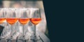 Glass of rose wine image for banner advertorial website cover brochure template mock-up