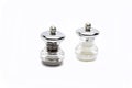 Glass salt and pepper shakers isolated Royalty Free Stock Photo