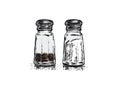 Glass salt shaker and peppermill