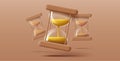 glass sand clock 3d illustration, sand flowing Royalty Free Stock Photo