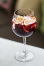 Glass of sangria spanish red wine cocktail drink Royalty Free Stock Photo