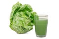 Glass of savoy cabbage juice with savoy cabbage, 3D rendering