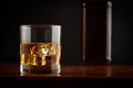 Glass of scotch whiskey with dark theme
