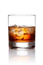 Glass of scotch whiskey and ice