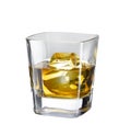 Glass of scotch whiskey with ice cubes isolated on a white background Royalty Free Stock Photo