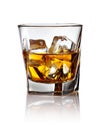 Glass of scotch whiskey and ice Royalty Free Stock Photo