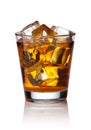 Glass of scotch whiskey and ice Royalty Free Stock Photo