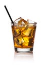 Glass of scotch whiskey and ice Royalty Free Stock Photo