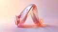 A glass sculpture of a curved letter 'w' on pink background, AI Royalty Free Stock Photo