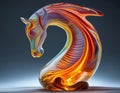 Glass Sculpture of a Horse Head, created with Generative AI technology