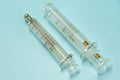 Glass serids for medical use on blue background