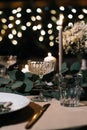 Glass on a served wedding table Royalty Free Stock Photo