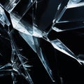 Glass shards isolated on black background. Broken transparent glass shards on a black background to overlay on your Royalty Free Stock Photo