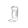 Glass shot rum with shadow. Drink element. Contour object. Retro wineglass hand draw, design for any purposes. Restaurant Royalty Free Stock Photo