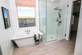 Glass Shower And Bath Tub In Master Bath Royalty Free Stock Photo