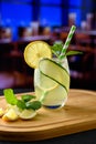 A GLASS WITH A SICILIAN LEMON DRINK COCKTAIL