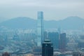 Glass skyscrapers Hong Kong city view from Victoria peak. Aerial view skyscraper and business center in Hong Kong city Royalty Free Stock Photo